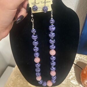 Vintage NWT 80’s Hannah Collection Purple and Pink Beaded Necklace Set